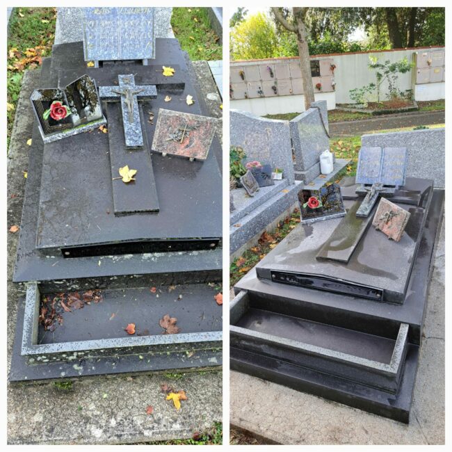 Cimetière Saint Eloi… Nettoyage complet de la sépulture et ornements Cimetière Saint Eloi... Nettoyage complet de la sépulture et ornements