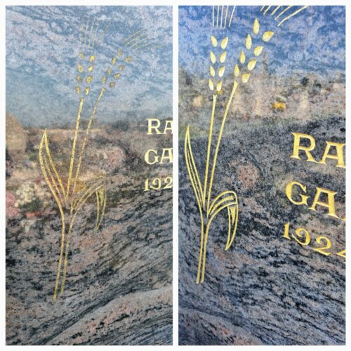 Dorure à la feuille d'or - Cimetière Saint Jean de Liversay