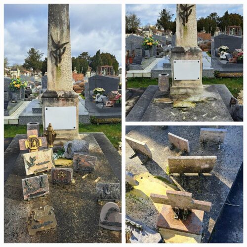 SAINT GEORGE DU BOIS – Nettoyage complet du monument et ses ornements + application d’un hydrofuge de surface afin de protéger durablement la pierre